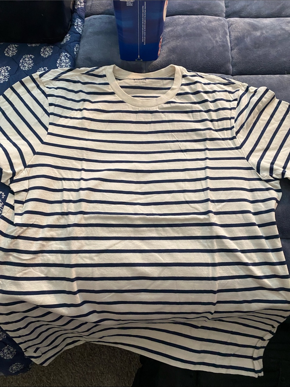 J. Crew Short-Sleeve Crewneck Tee in White and Navy Stripes